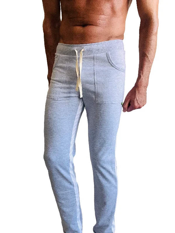 Bold Printed Pants for Unique Style-Eco-Track & Yoga Sweat Pant (Heather Grey w/White)