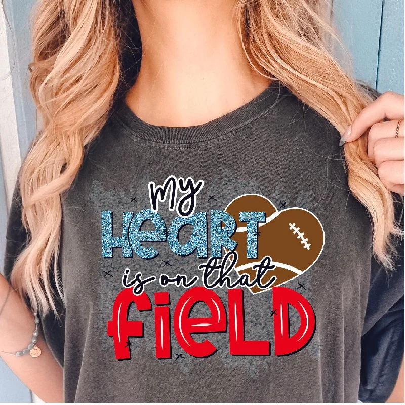 Warm Knit Beanie Hat for Winter Comfort-My Heart Is On That Field Graphic Tshirt