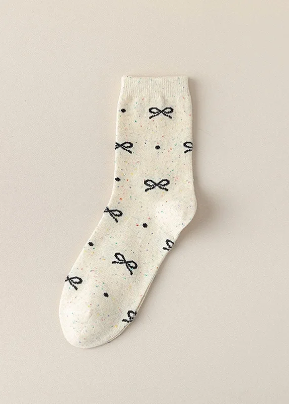 Eco-Friendly Wool Socks for Sustainable Style-Preppy Bow Print Socks - Dots