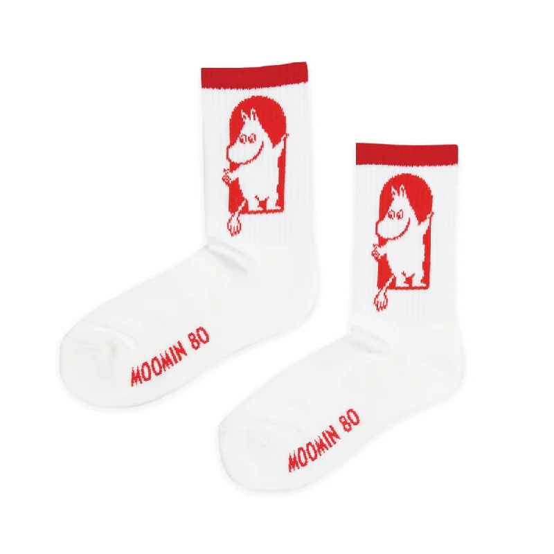 Multi-Pack Socks for Daily Use-Moomin 80 Ladies Socks White - Red Cross