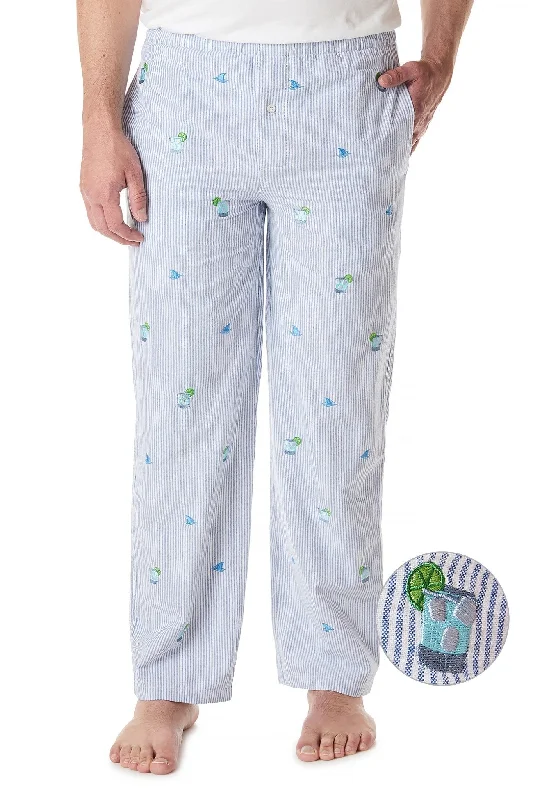 Eco-Friendly Bamboo Pants for Sustainable Fashion-Sleeper Pant Oxford Blue Stripe with Fin & Tonic