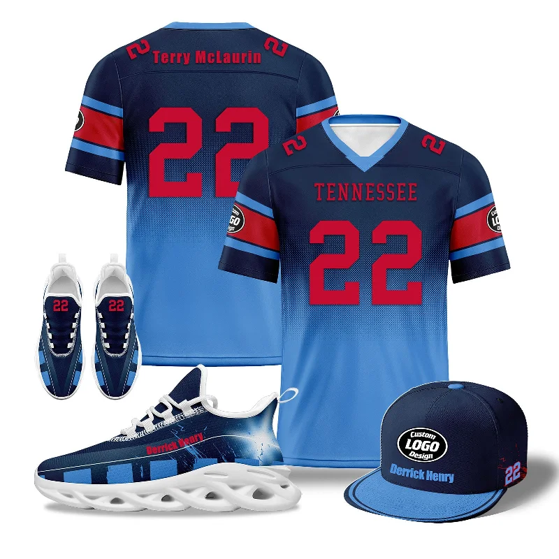 Classic Sports Cap for Casual Wear-Custom Blue Red Tennessee Football MaxSoul Shoes and Hat Combo Offer Personalized Combo ZH-D020268-32