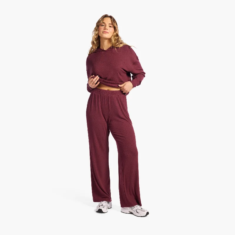 Casual Sweatpants for Relaxed Comfort-Slinky Rib Wide Leg Pant | Merlot