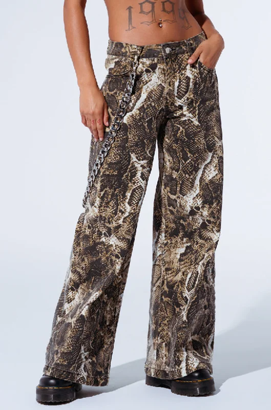 Classic Black Leggings for Casual Wear-RUN AWAY SNAKE PANT