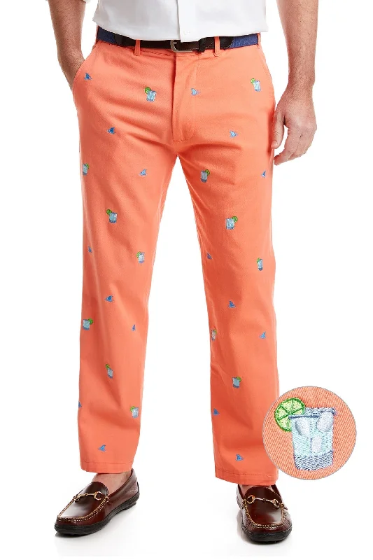 Tailored Formal Pants for Special Occasions-Harbor Pant Stretch Twill Coral with Fin & Tonic