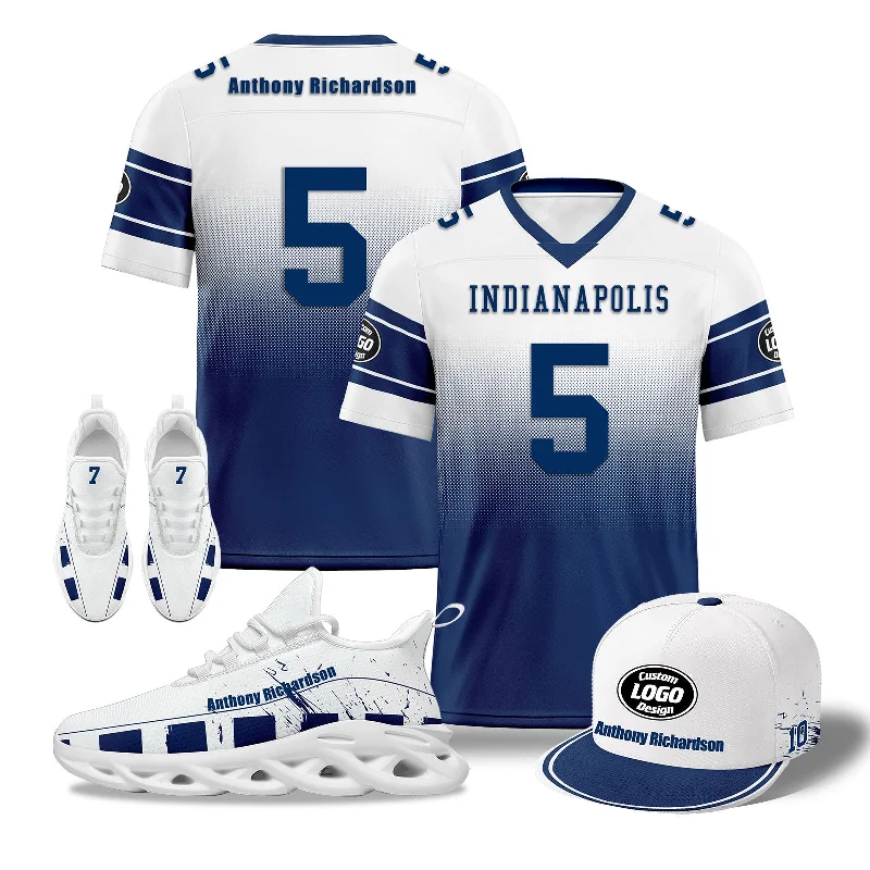 Trendy Wide-Brim Hat for Sun Protection-Custom White Blue Indianapolis Football MaxSoul Shoes and Hat Combo Offer Personalized Combo ZH-D020268-14