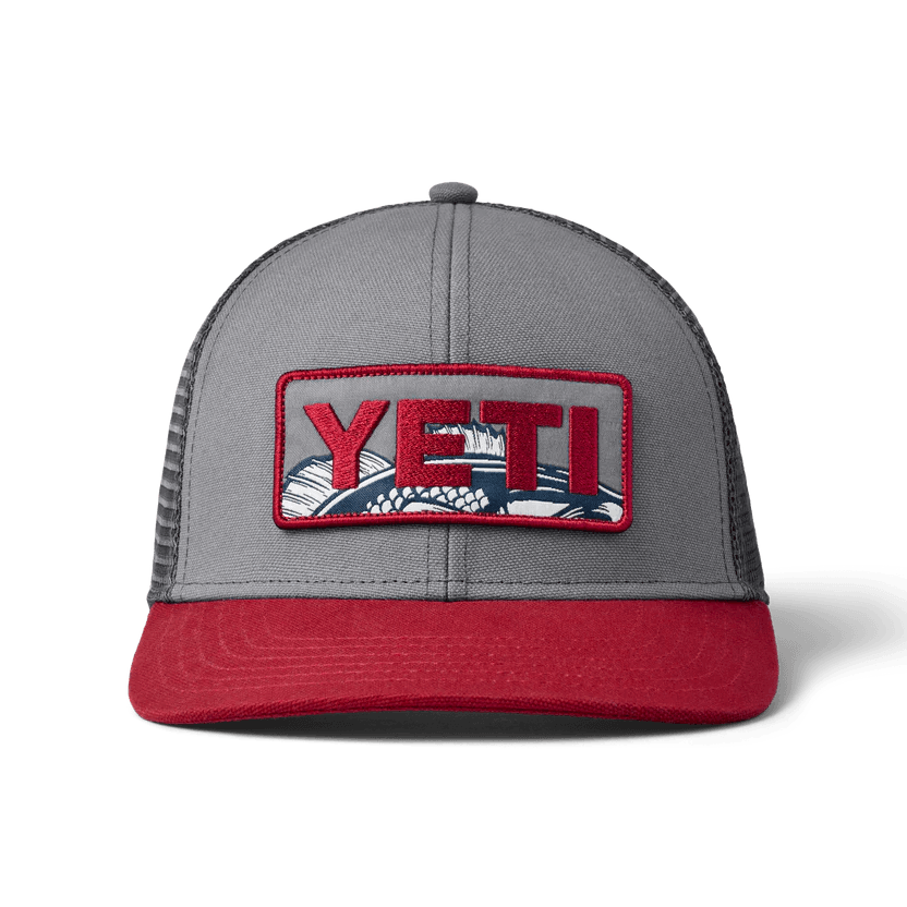 Retro Trucker Hat for Vintage Appeal-Yeti Gray/Rust Bass Badge Mid Pro Trucker Hat