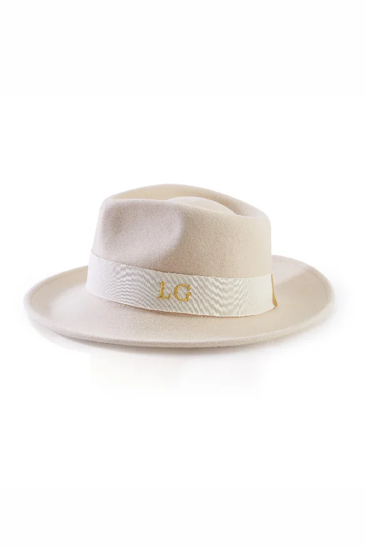 Urban Streetwear Hat for Casual Style-Personalised Wool Felt Fedora Hat - Cream