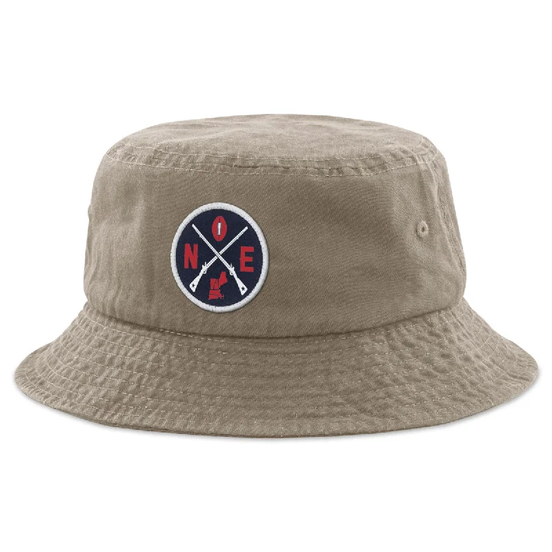 Trendy Wide-Brim Hat for Sun Protection-New England Football Emblem Bucket Hat