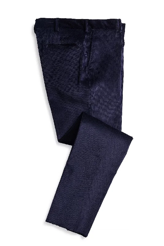 Flared Leg Jeans for Retro Look-Men's English Stretch Cord Pant Navy