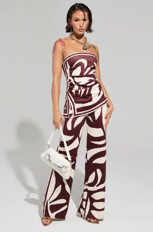 Soft Lounge Pants for Relaxation-ONE FOR YOU PRINTED PALAZZO PANT