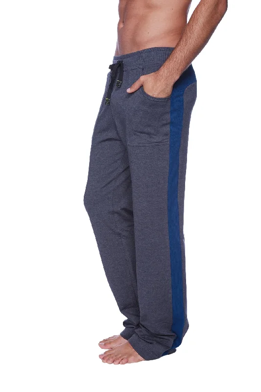 Classic White Pants for Summer Events-Eco-Track & Yoga Sweat Pant (Charcoal w/Royal Blue)