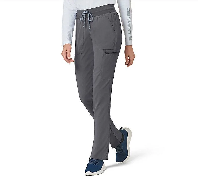 Trendy Plaid Pants for Fashion Forward Looks-Carhartt Women's Rugged Flex® Slim Leg Scrub Pant_Pewter