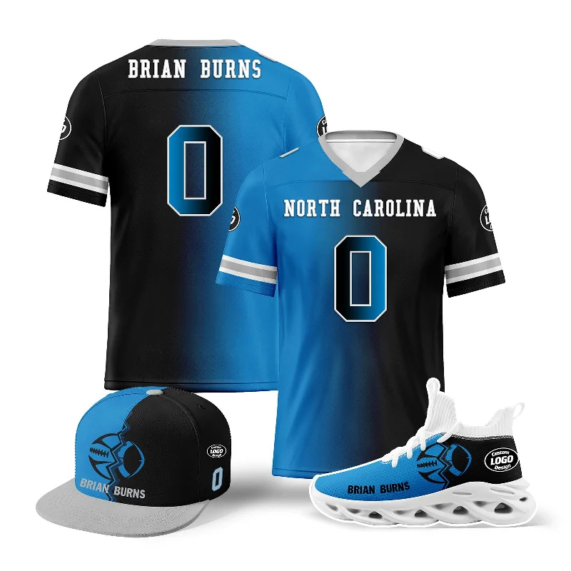 Casual Visor Hat for Sunny Days-Custom Blue Black North Carolina Football Jersey MaxSoul Shoes and Hat Combo Offer Personalized Combo ZH-D028018-3