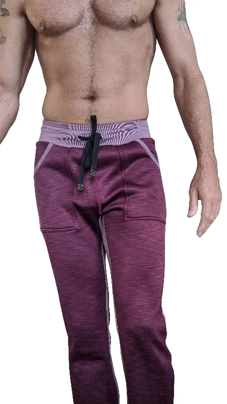 Slim Fit Dress Pants for Office Wear-**Winter Collection** Thick-Weight Performance-Luxe-Fleece Track & Lounge Sweat Pant (Plum Purple)