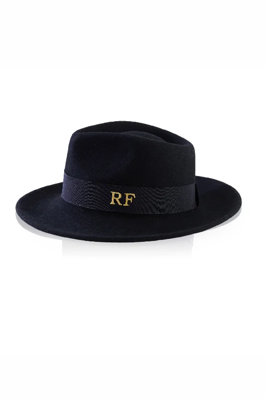 Classic Wool Felt Hat for Fall Fashion-Personalised Wool Felt Fedora Hat - Black