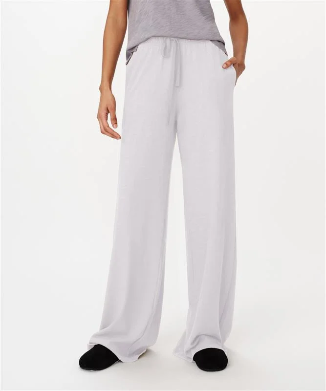 Formal Black Slacks for Business Events-Heavy Slub Jersey Wide Leg Pant - White