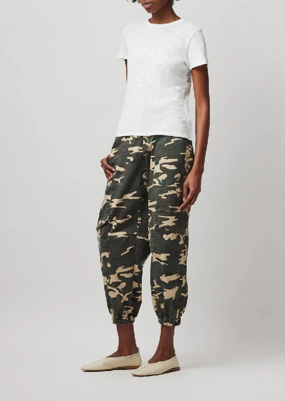 Comfortable Capri Leggings for Summer-Washed Cotton Twill with Camo Print Cargo Pant - Classic Camo