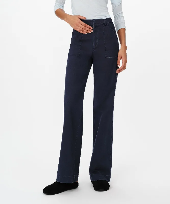 Stylish Tapered Pants for Modern Fashion-Cotton Twill Flare Leg Pant - Midnight