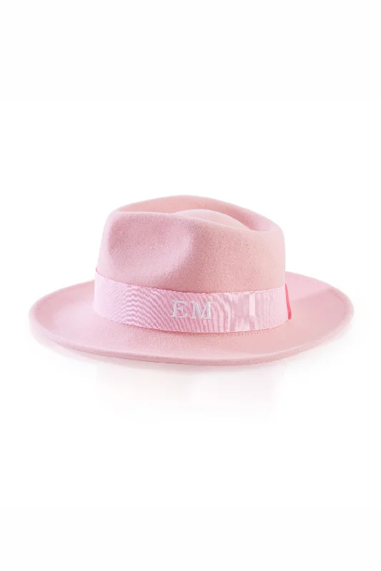 Trendy High Crown Hat for Bold Look-Personalised Wool Felt Fedora Hat - Pink