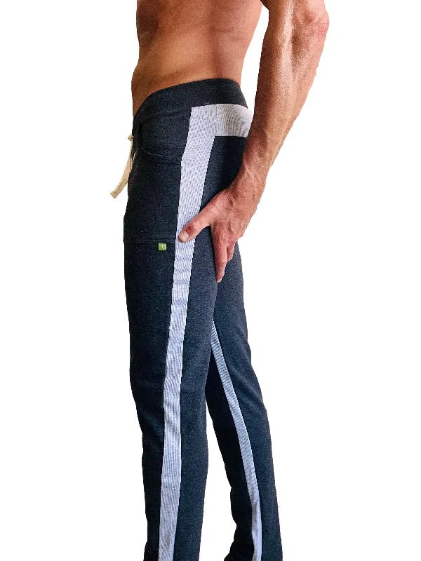 Stretchy High-Rise Pants for Comfortable Fit-Eco-Track & Yoga Sweat Pant (Charcoal w/Grey)