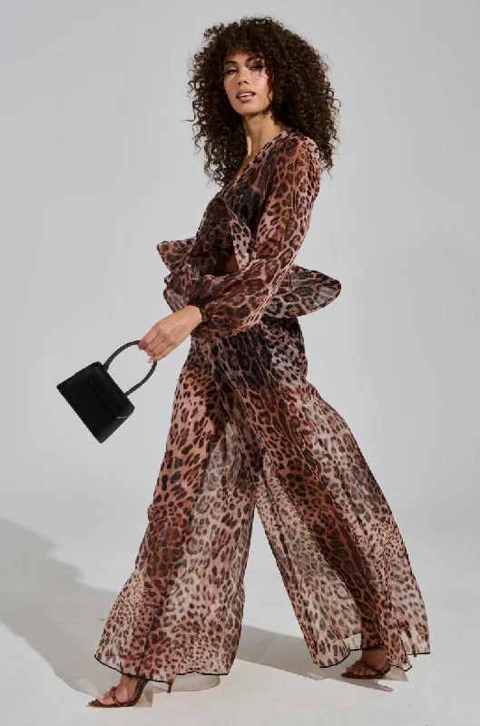 High-Waisted Trousers for Modern Style-CHEETAH GIRL PALAZZO PANT