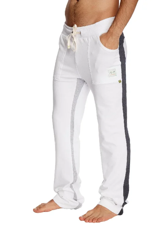 Classic Khaki Pants for Work and Play-Ultra Flex Yoga Track & Yoga Sweat Pant (WHITE w/Charcoal & Grey)