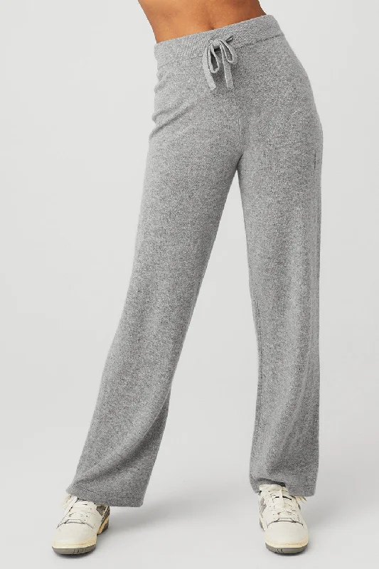 Versatile Jogger Shorts for Summer Fun-Cashmere High-Waist Jet Set Wide Leg Pant - Dove Grey Heather