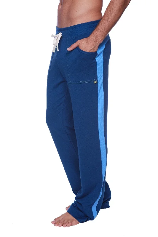 Premium Wool Pants for Cold Weather-Eco-Track & Yoga Sweat Pant (Royal Blue w/Ice Blue)