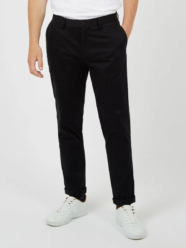 Premium Wool Pants for Cold Weather-Signature Slim Stretch Chino Pant - Black