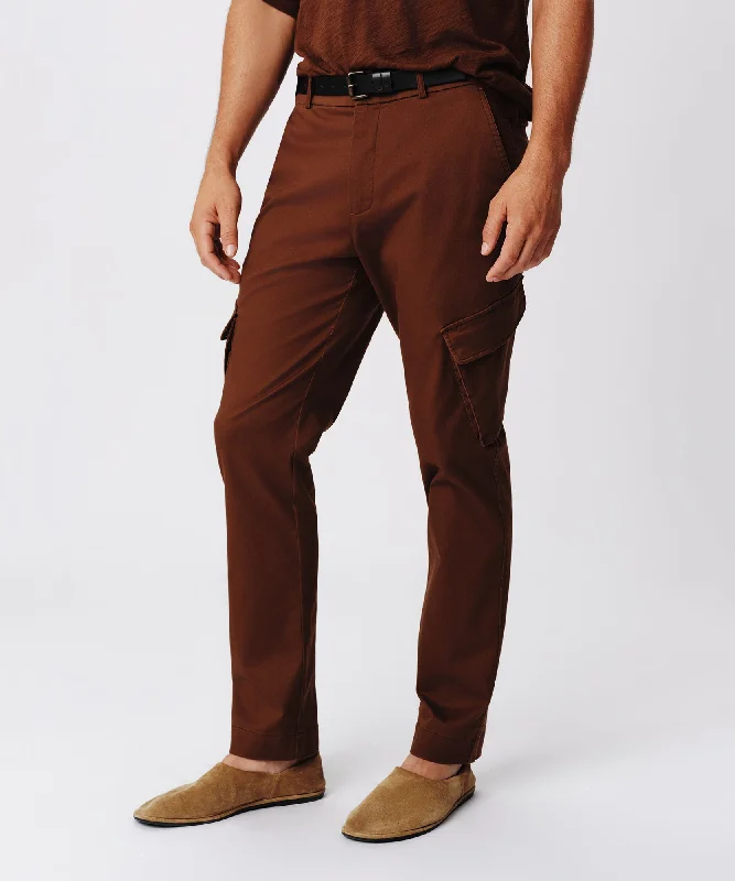 Relaxed Fit Jogger Pants for Athleisure-Cotton Twill Cargo Pant - Pecan Brown