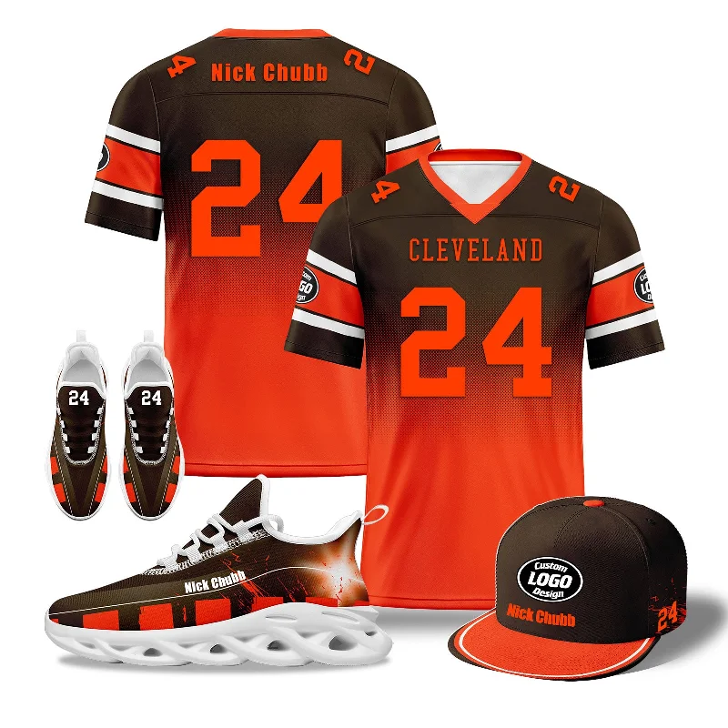 Cozy Fleece Hat for Cold Weather Wear-Custom Brown Orange Cleveland Football MaxSoul Shoes and Hat Combo Offer Personalized Combo ZH-D020268-8