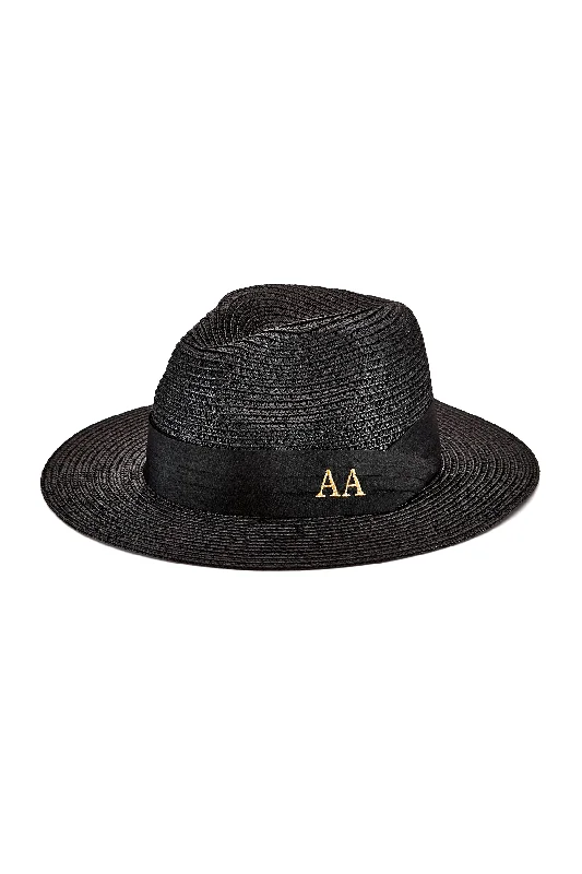 Practical Waterproof Hat for Rainy Days-Personalised Straw Fedora Hat - Black