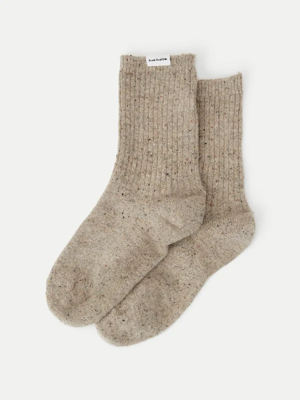 No-Show Socks for Invisible Wear-The Chunky Donegal Winter Socks in Beige