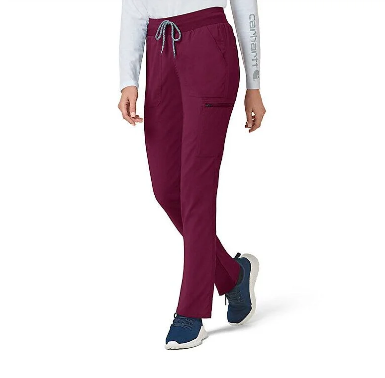 Stretchy High-Rise Pants for Comfortable Fit-Carhartt Women's Rugged Flex® Slim Leg Scrub Pant_Wine