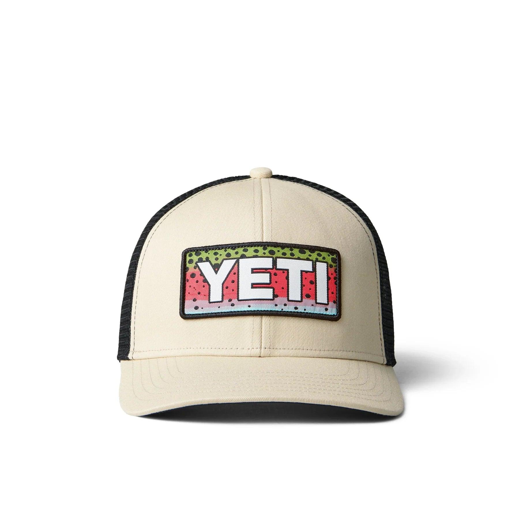 Classic Straw Hat for Summer Style-Rainbow Trout Logo Badge Trucker Hat in Cream