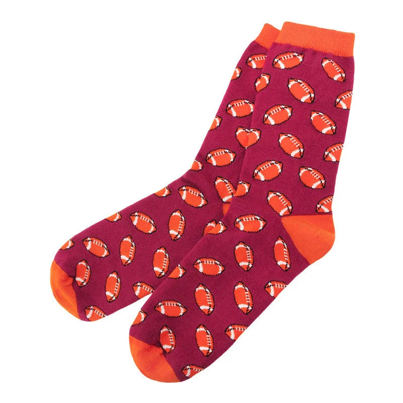 Stylish Tie-Dye Socks for Unique Style-Maroon and Orange Football Socks