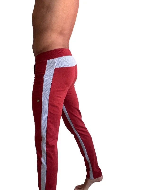 Bold Patterned Pants for Statement Look-Eco-Track & Yoga Sweat Pant (Cinnabar Red w/Grey)