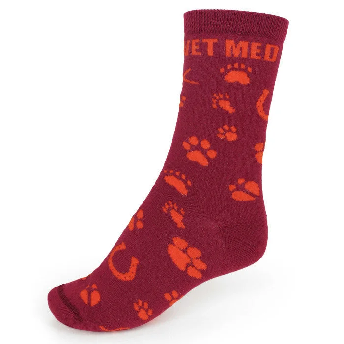 Trendy Graphic Socks for Bold Statements-Maroon and Orange Animal Print Vet Med Socks