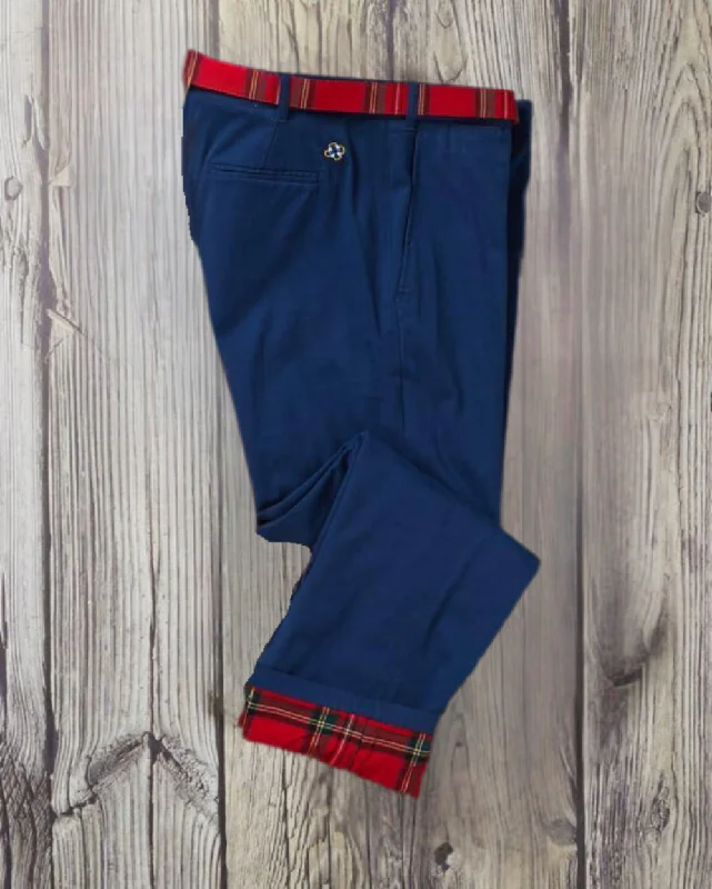 Trendy Plaid Pants for Fashion Forward Looks-Flannel Lined Nantucket Navy Harbor Pant With Royal Stewart Tartan