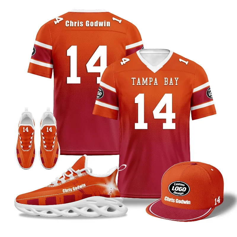 Adjustable Dad Hat for Effortless Style-Custom Orange Red Tampa Bay Football MaxSoul Shoes and Hat Combo Offer Personalized Combo ZH-D020268-29