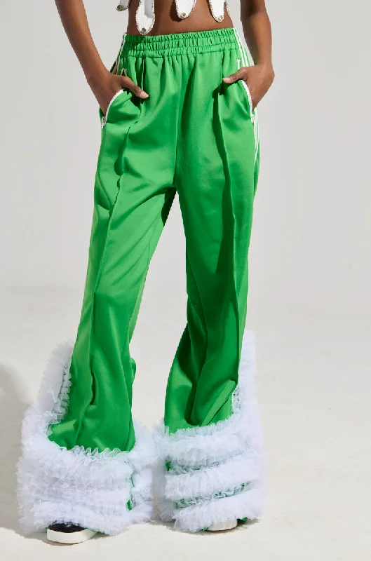 Casual Drawstring Pants for Easy Wear-MODERN JAM TRACK PANT WITH TULLE IN GREEN