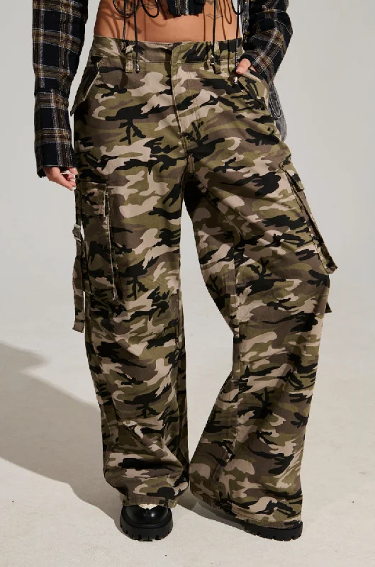 Premium Wool Pants for Cold Weather-STREET STYLE WIDE LEG CAMO PANT