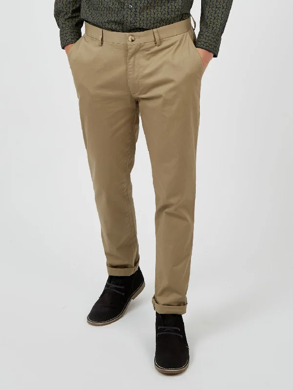 Stylish Pleated Pants for Formal Events-Signature Slim Stretch Chino Pant - Stone