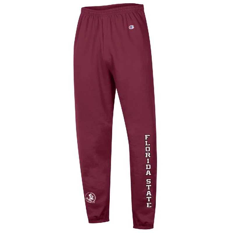 Light Denim Shorts for Casual Weekend Look-Champion Men's Seminole Logo/Florida State Design Fleece Pant - Garnet