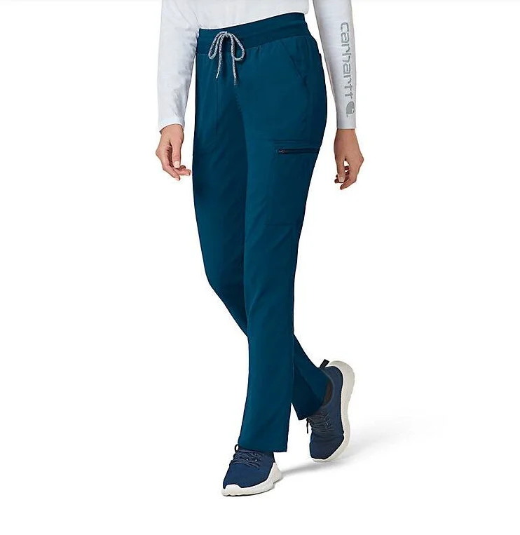 Classic White Pants for Summer Events-Carhartt Women's Rugged Flex® Slim Leg Scrub Pant_Caribbean Blue