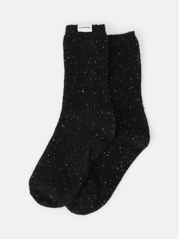 Warm Fuzzy Socks for Cozy Nights-The Chunky Donegal Winter Socks in Black