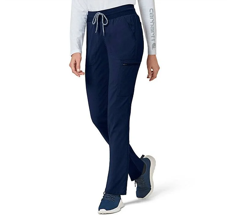 Sleek Leather Joggers for Urban Fashion-Carhartt Women's Rugged Flex® Slim Leg Scrub Pant_Navy