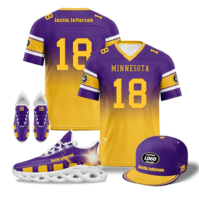 Soft Cotton Cap for Summer Sun Protection-Custom Purple Yellow Minnesota Football MaxSoul Shoes and Hat Combo Offer Personalized Combo ZH-D020268-17