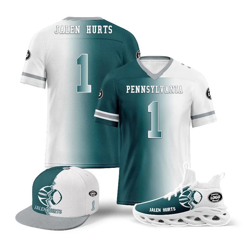 Classic Cowboy Hat for Western Style-Custom White Green Pennsylvania Football Jersey MaxSoul Shoes and Hat Combo Offer Personalized Combo ZH-D028018-12